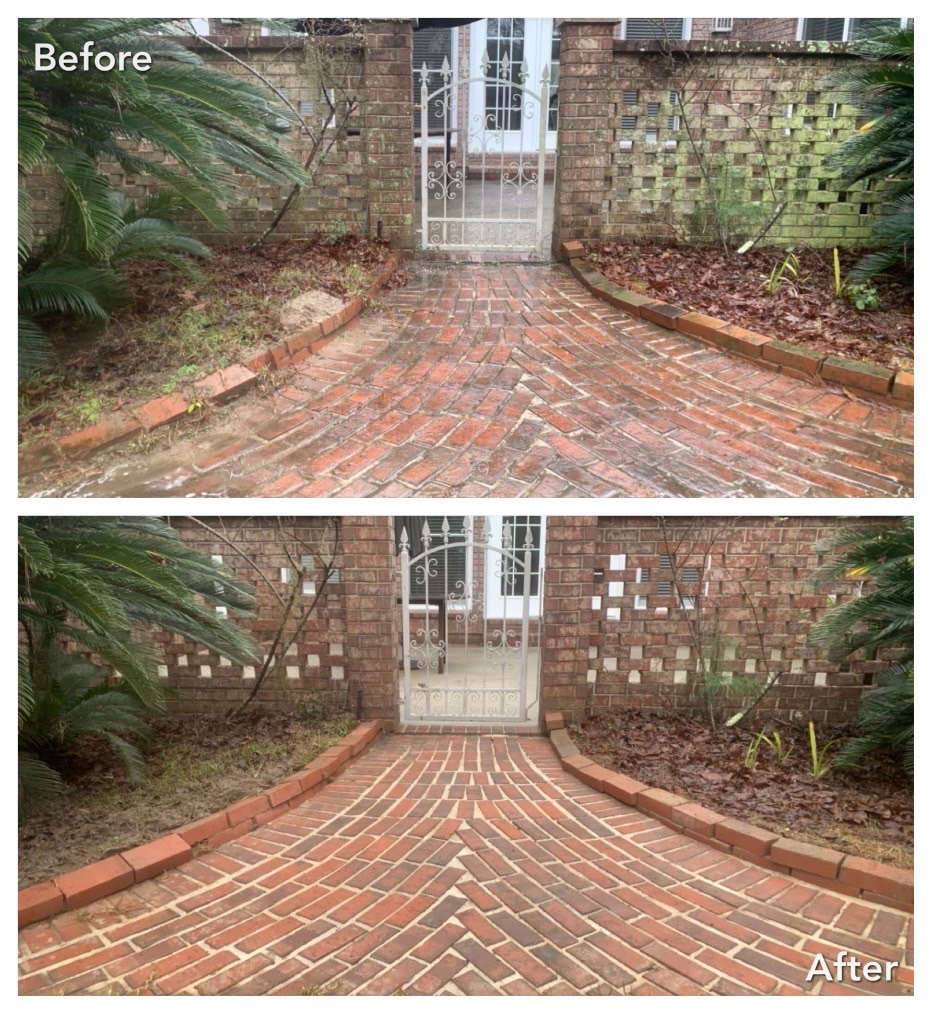 Outdoor concrete patio cleaning